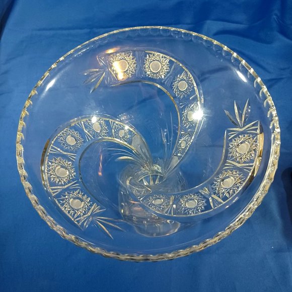 Vintage Large 12" Spiral Hand Cut Lead Crystal Glass Statement Vase - Picture 6 of 16